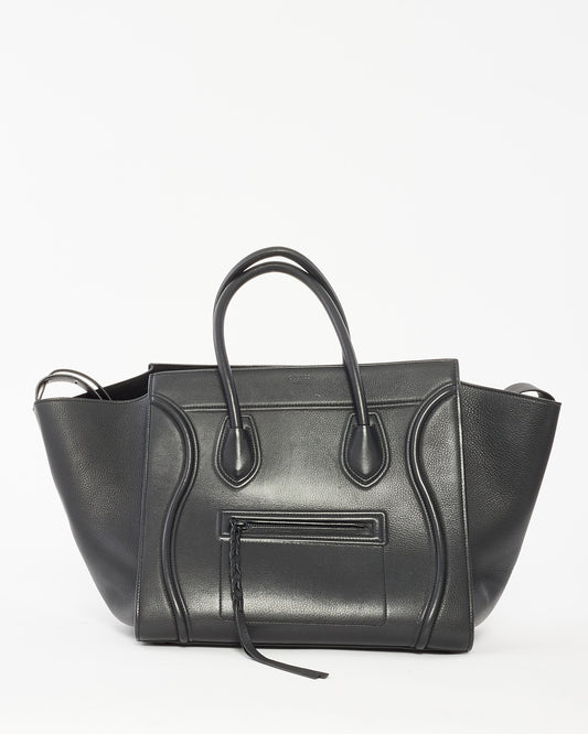 Celine Black Leather Phantom Luggage Medium Tote Bag