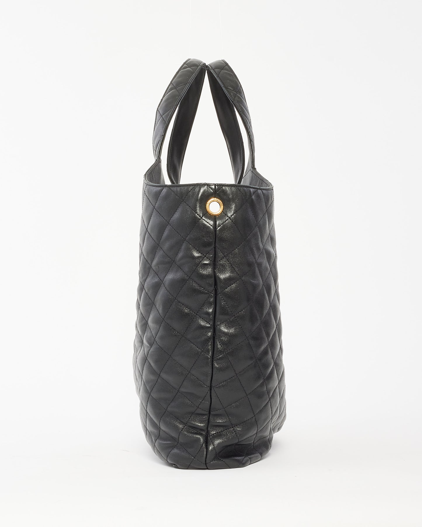 Saint Laurent Black Quilted Leather ICare Maxi Shopping Bag Tote