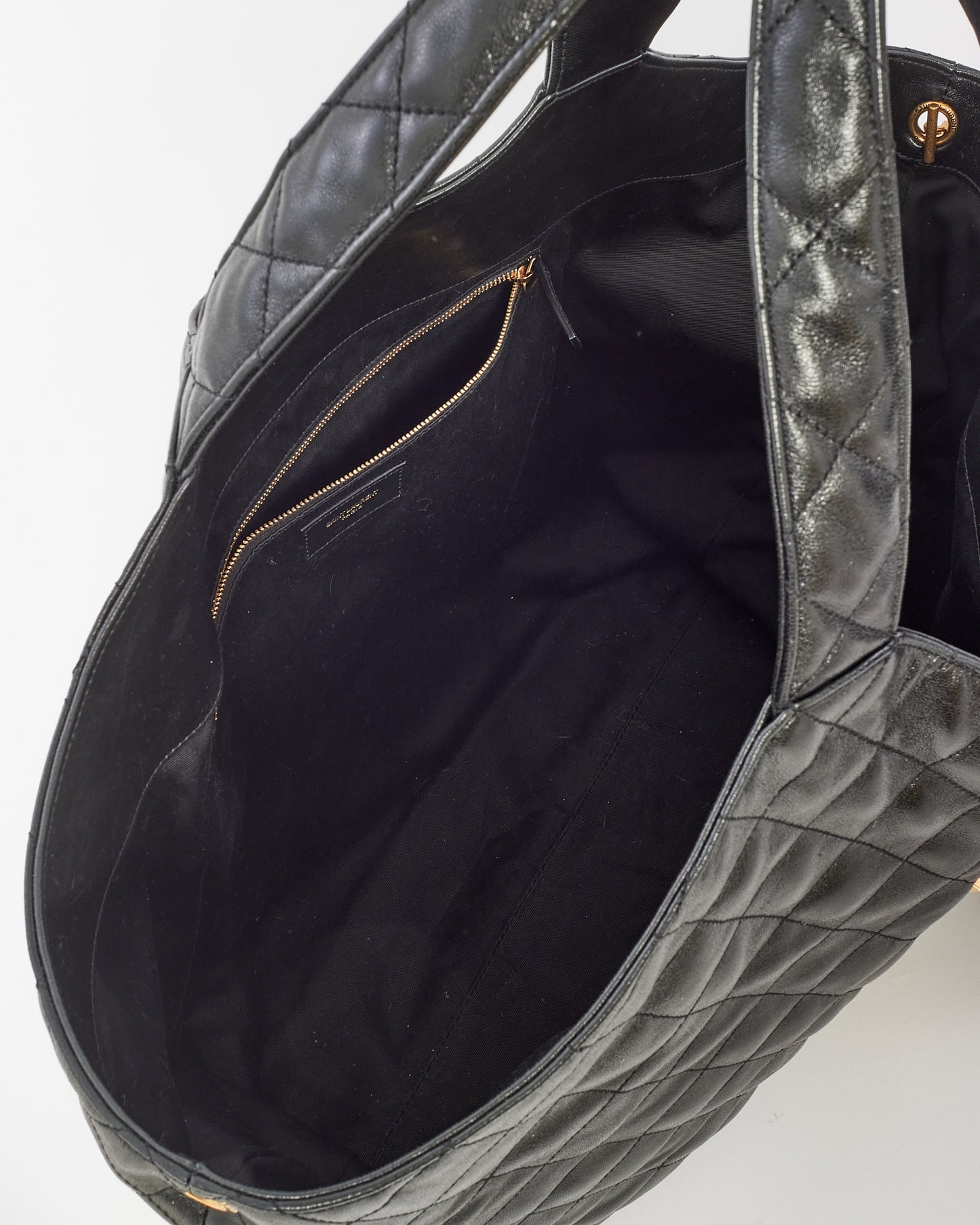 Saint Laurent Black Quilted Leather ICare Maxi Shopping Bag Tote