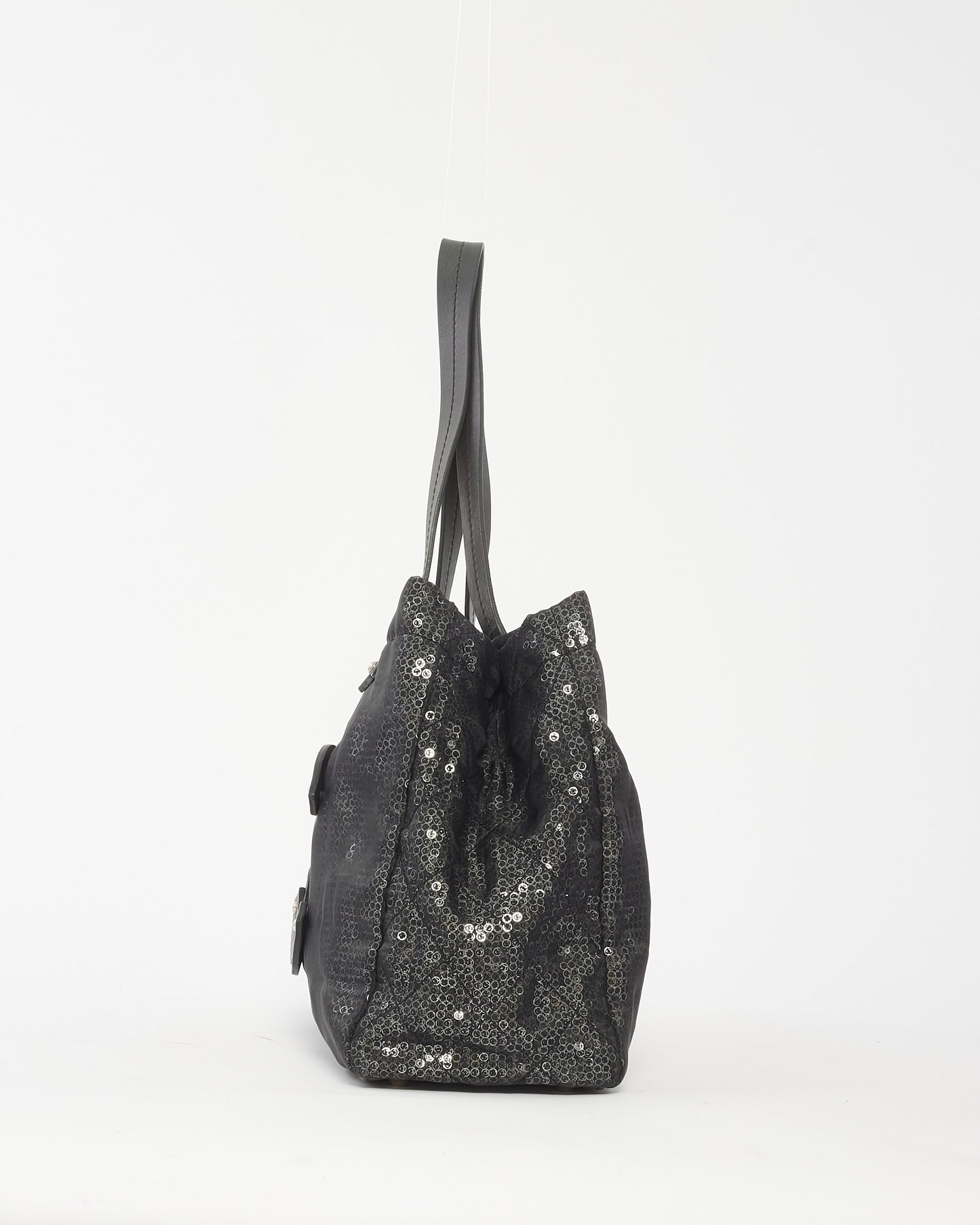 Chanel Black Sequin Coated Mesh Fabric Hidden Sequin Tote