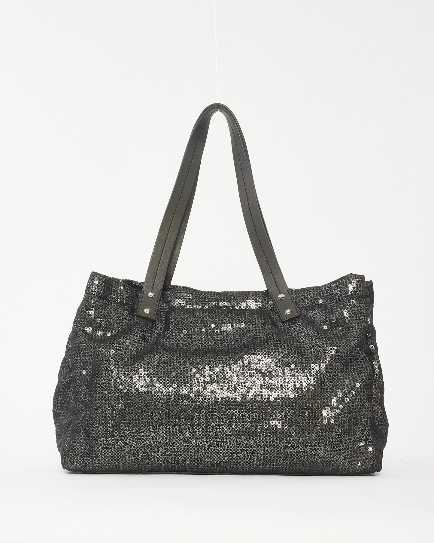 Chanel Black Sequin Coated Mesh Fabric Hidden Sequin Tote