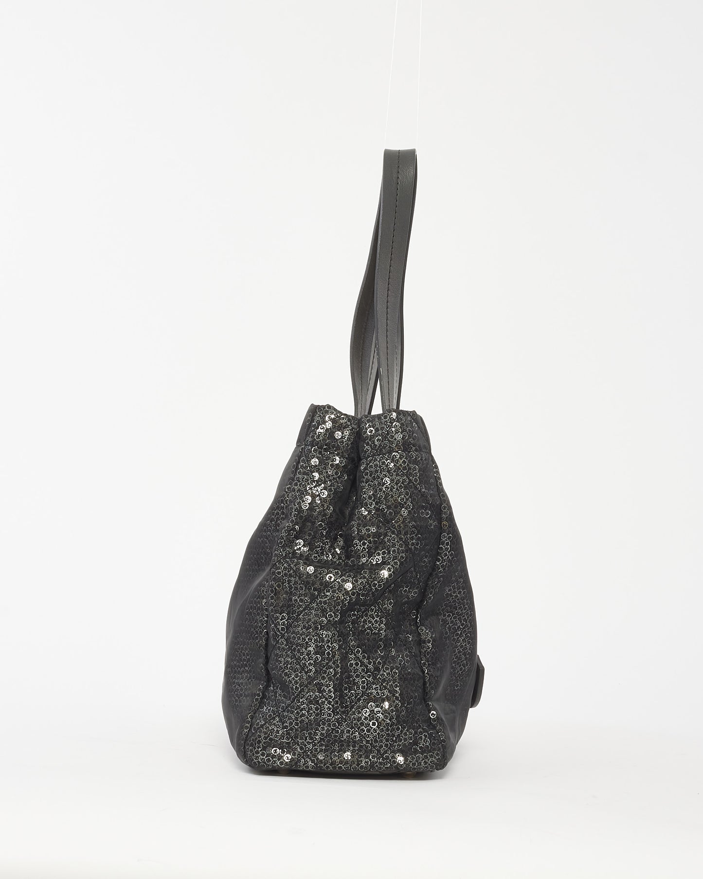 Chanel Black Sequin Coated Mesh Fabric Hidden Sequin Tote