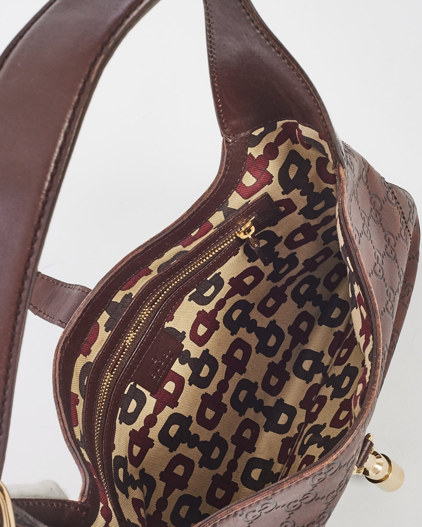 Sac à bandoulière Guccissima Jackie en cuir marron Gucci