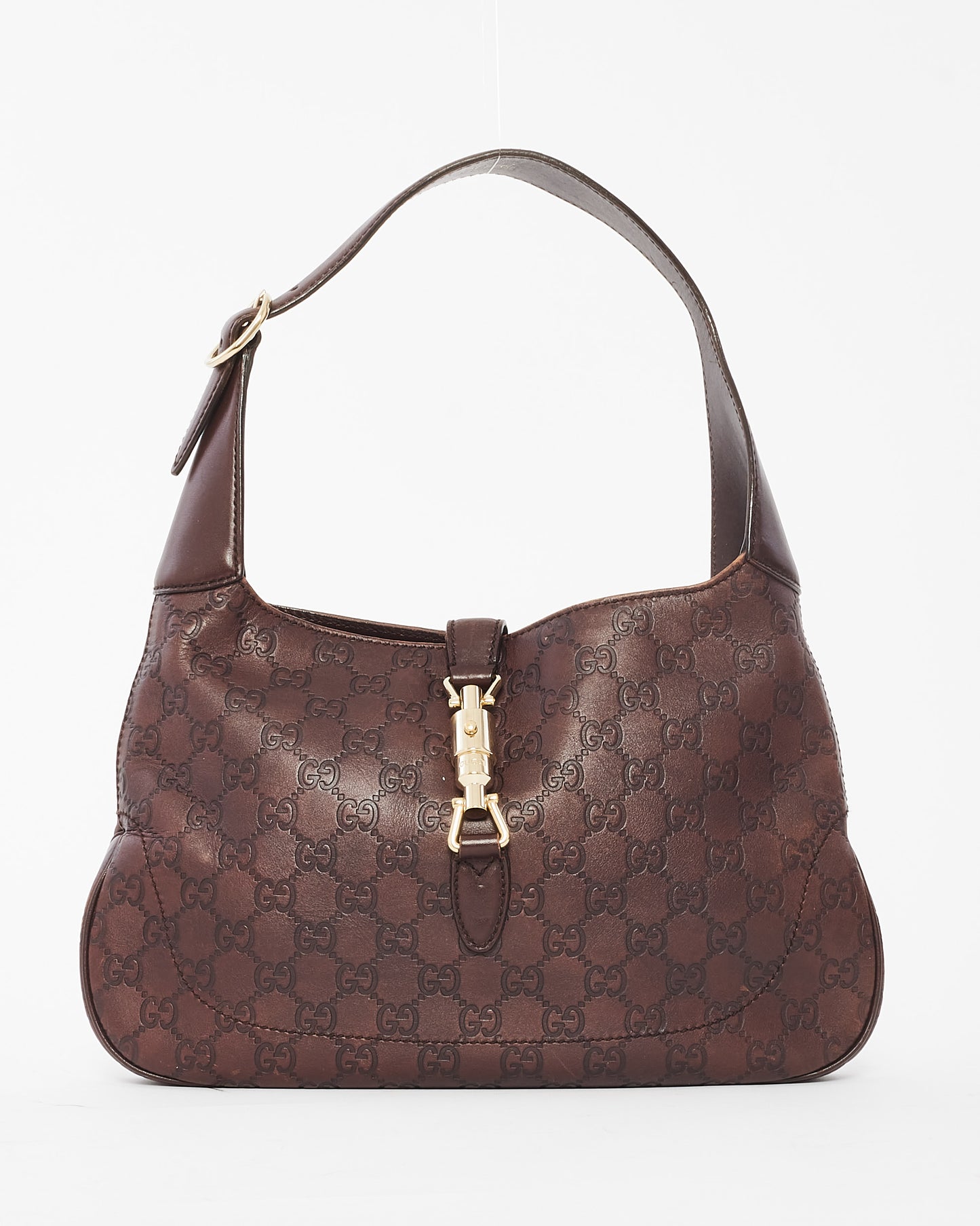 Sac à bandoulière Guccissima Jackie en cuir marron Gucci