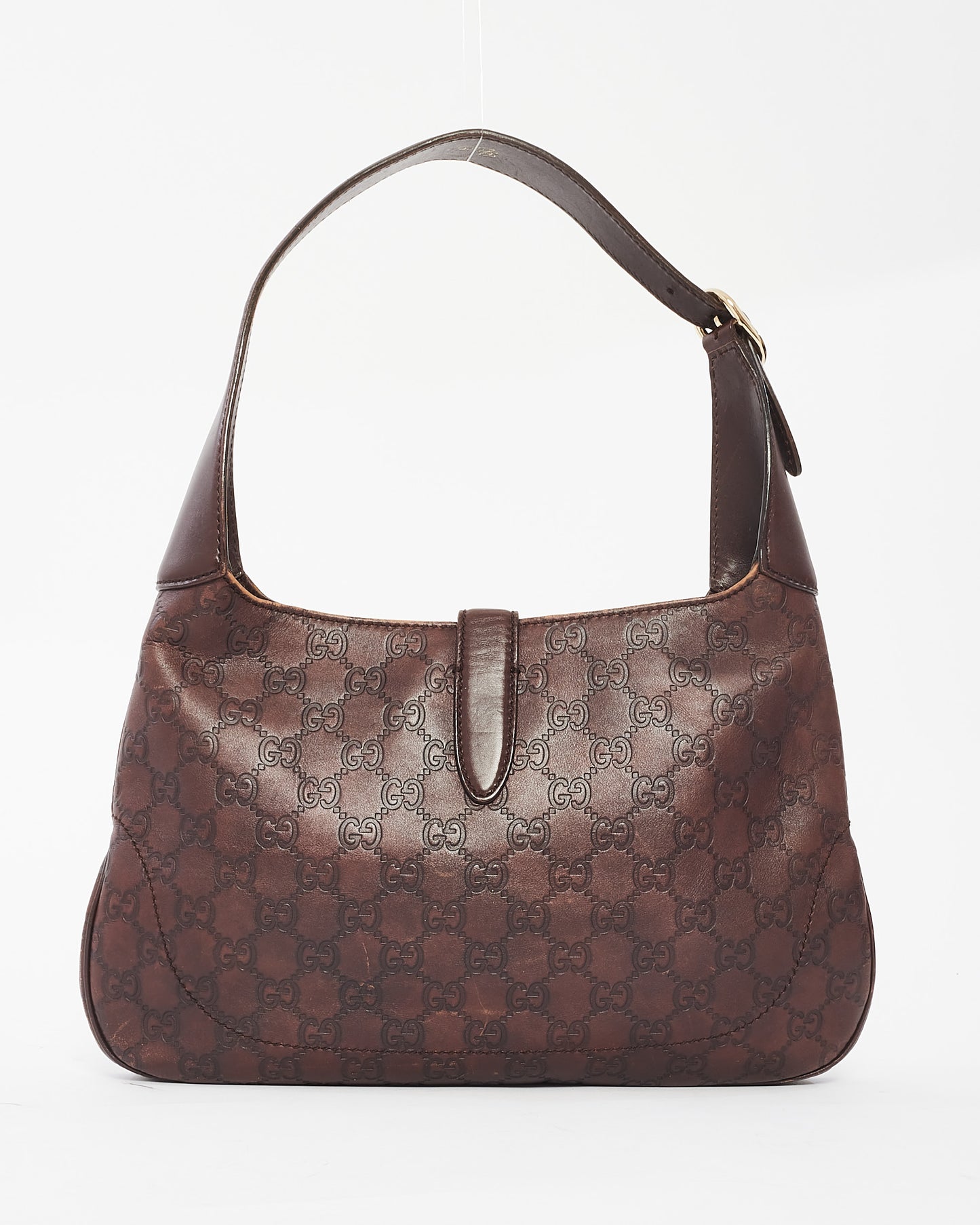 Sac à bandoulière Guccissima Jackie en cuir marron Gucci