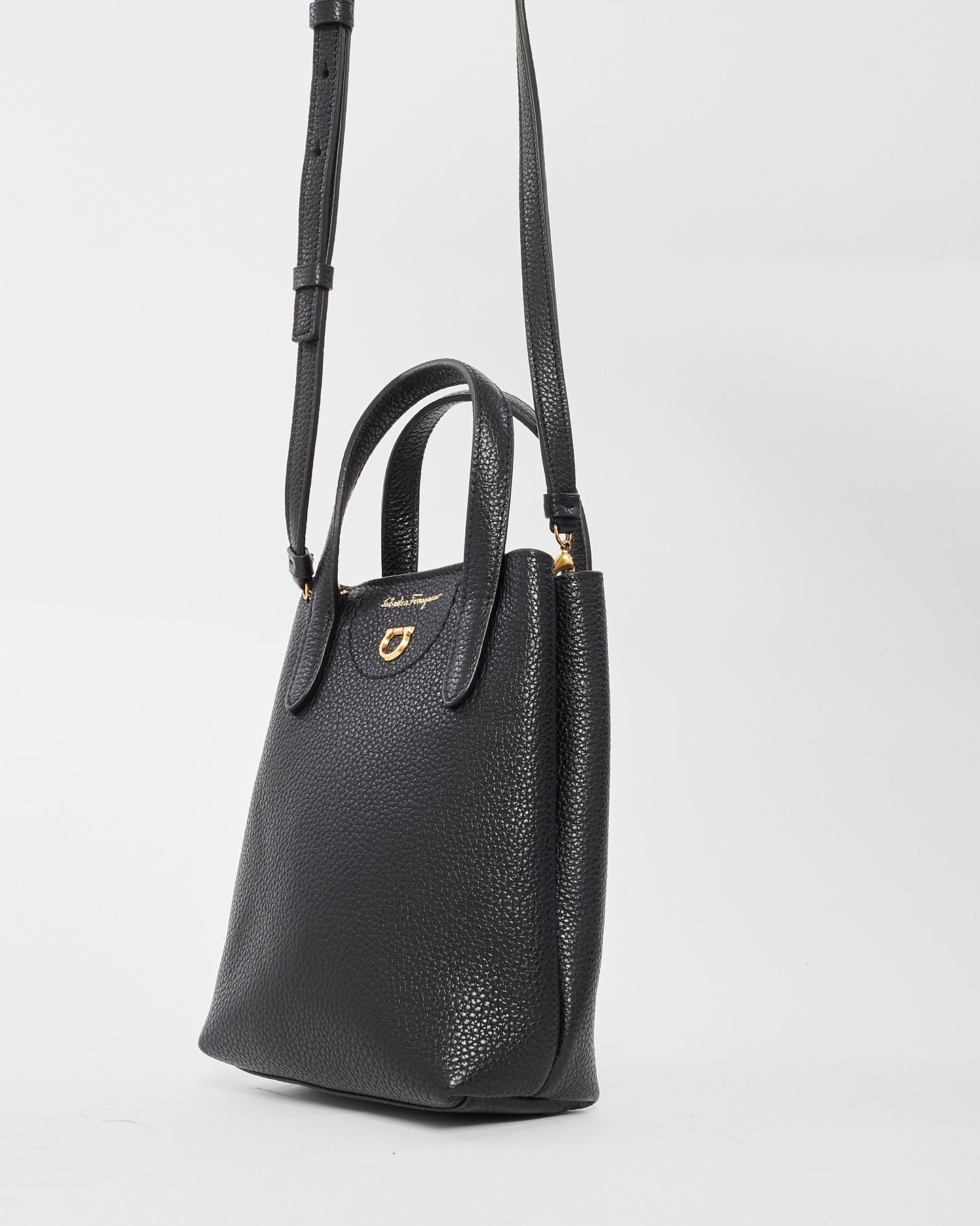 Ferragamo Mini sac à bandoulière Grancini en cuir noir