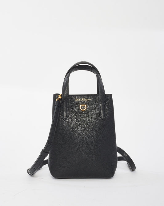 Salvatore Ferragamo Black Leather Mini Grancini Crossbody Bag