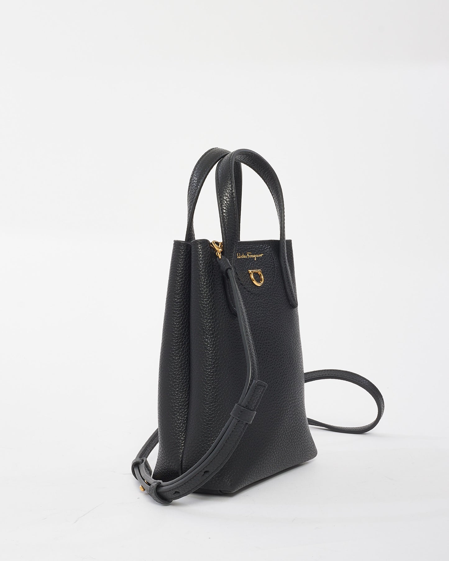 Ferragamo Mini sac à bandoulière Grancini en cuir noir