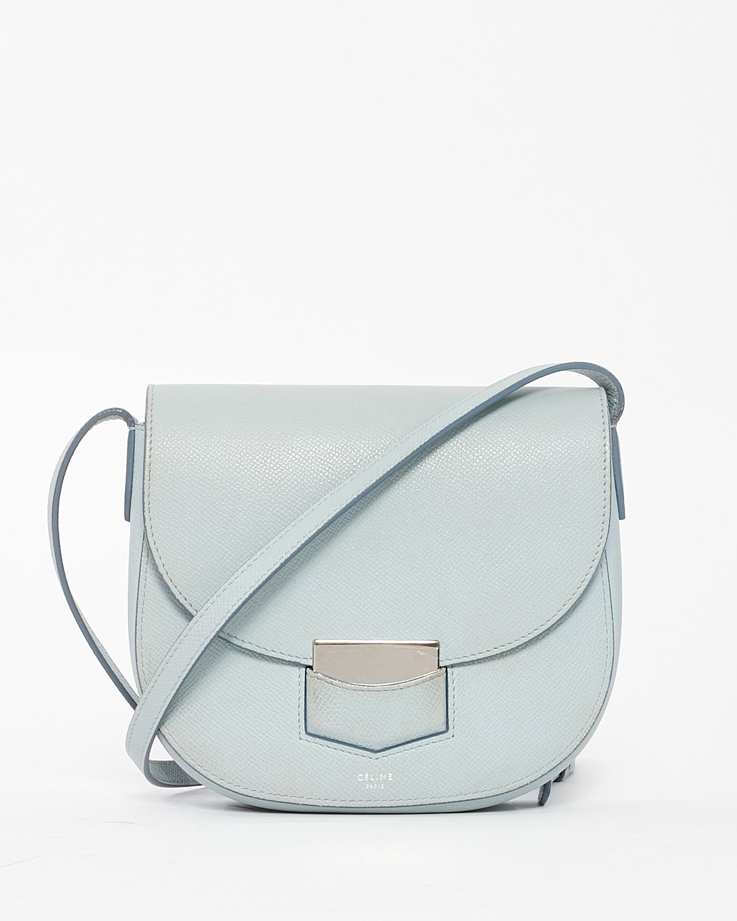 Celine Blue Leather Trotteur Crossbody Bag