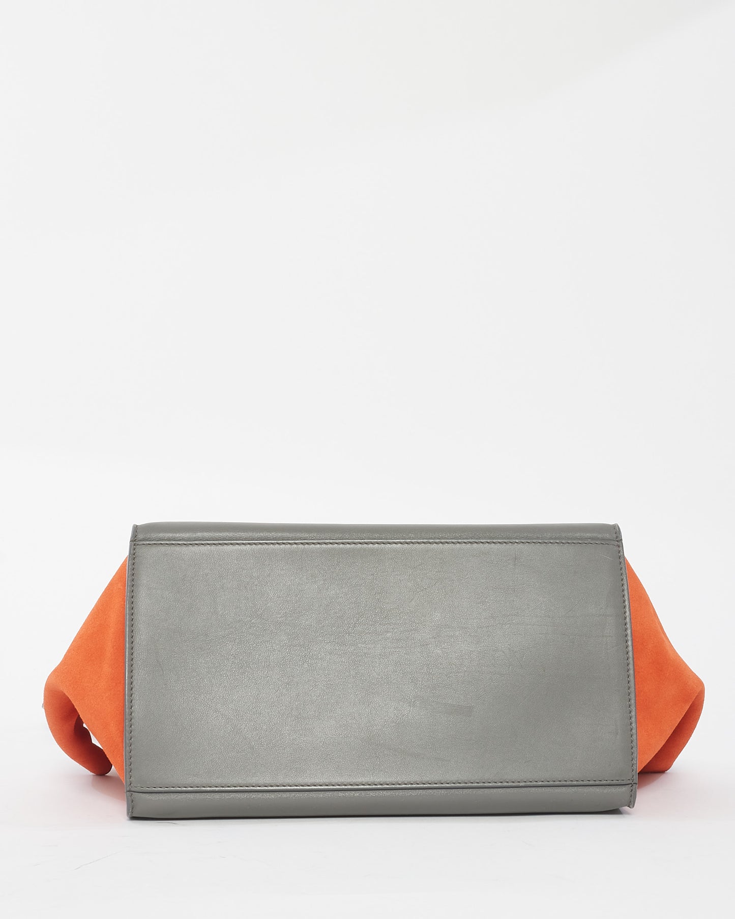 Celine Grey Orange Black Leather 
Suede Trapeze Bag