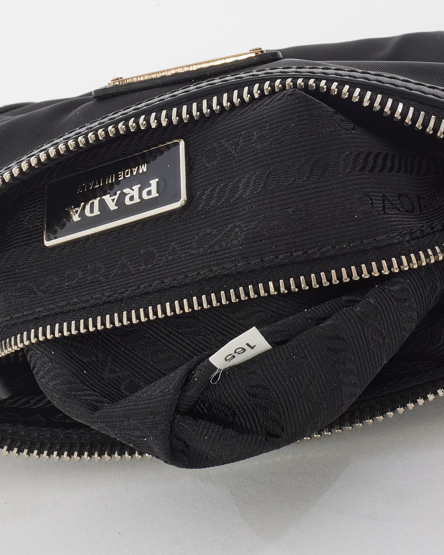 Prada Black Nylon 
Leather Chain Mini Shoulder Bag