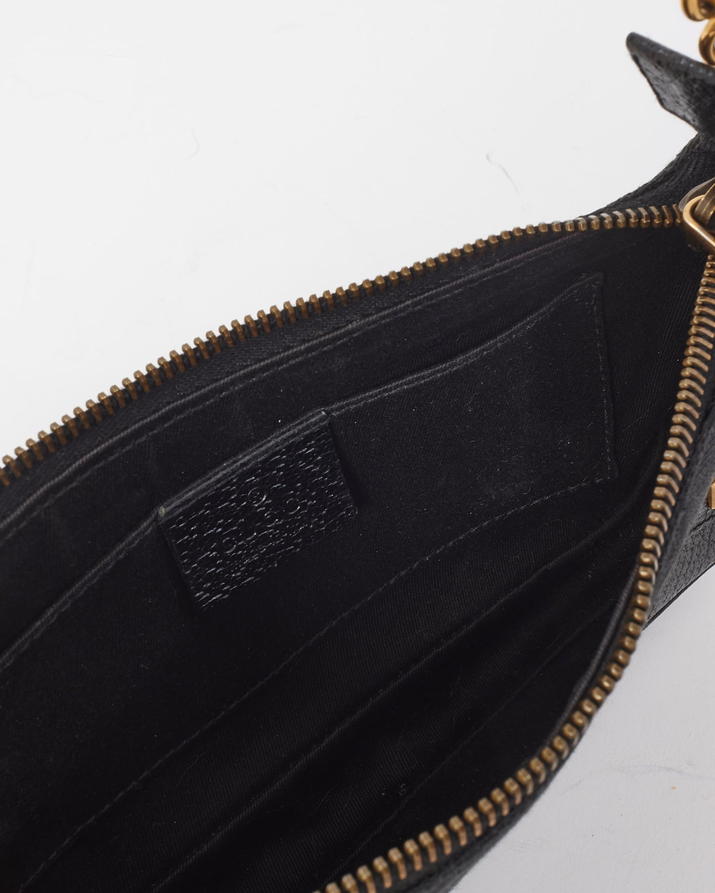 Gucci Black Canvas 
Gold Chain Shoulder Bag