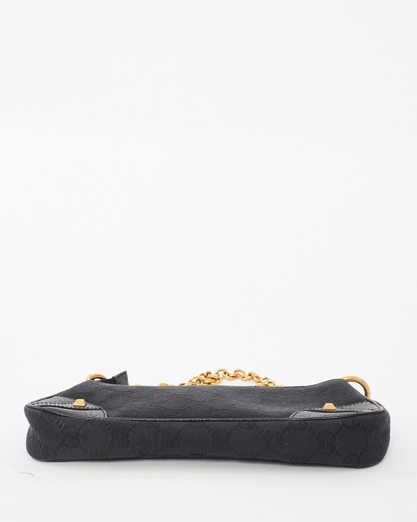 Gucci Black Canvas 
Gold Chain Shoulder Bag