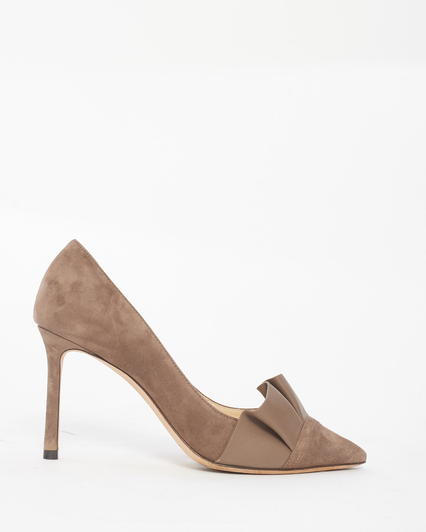 Jimmy Choo Brown Suede Ruffle Romy 85 Pumps - 36