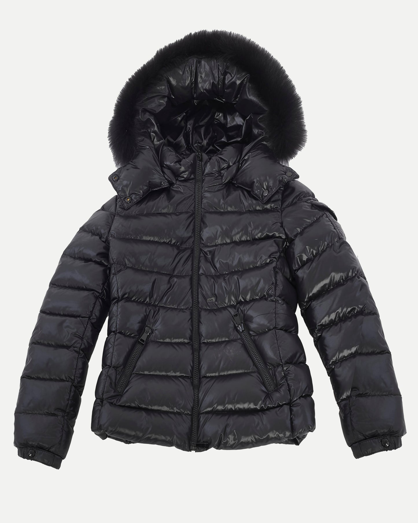 Moncler Black Fur Trim Hooded Puffer Jacker - 00