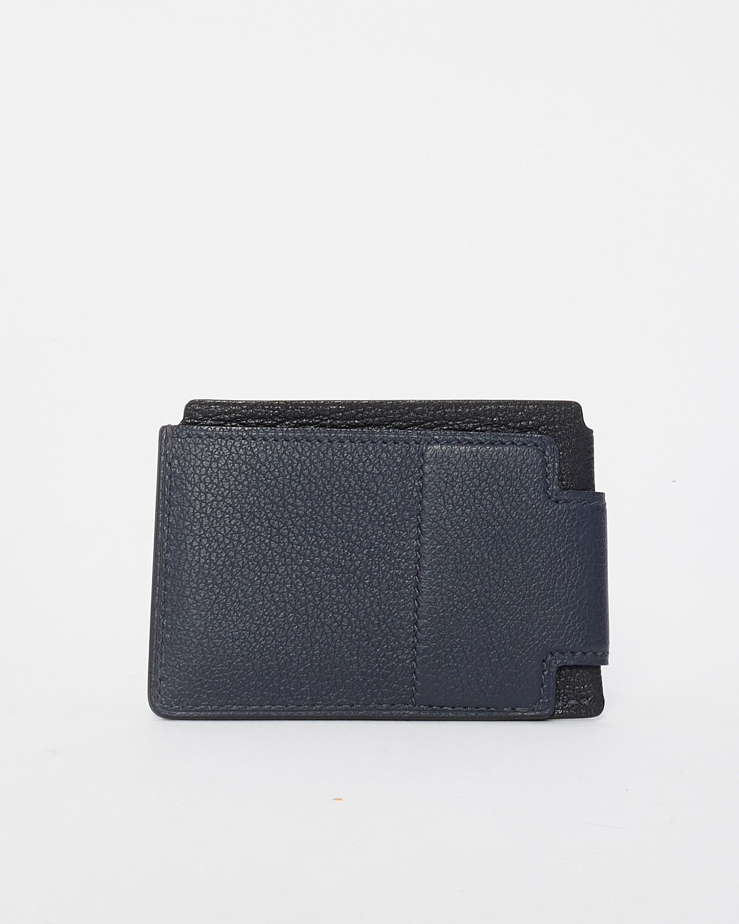 Hermès Navy 
Black Leather H Sport 3CC Card Holder