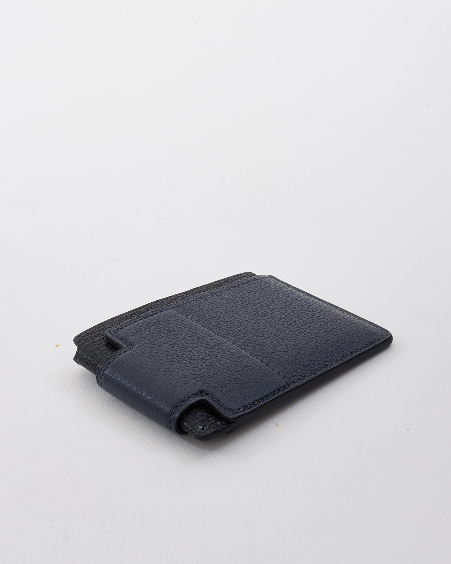 Hermès Navy 
Black Leather H Sport 3CC Card Holder