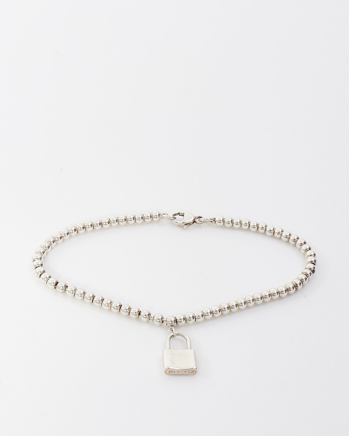 Tiffany 
Co. Silver Beaded Lock Charm Bracelet