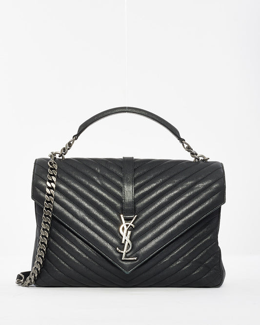 Saint Laurent Black Quilted Leather Large College Bag