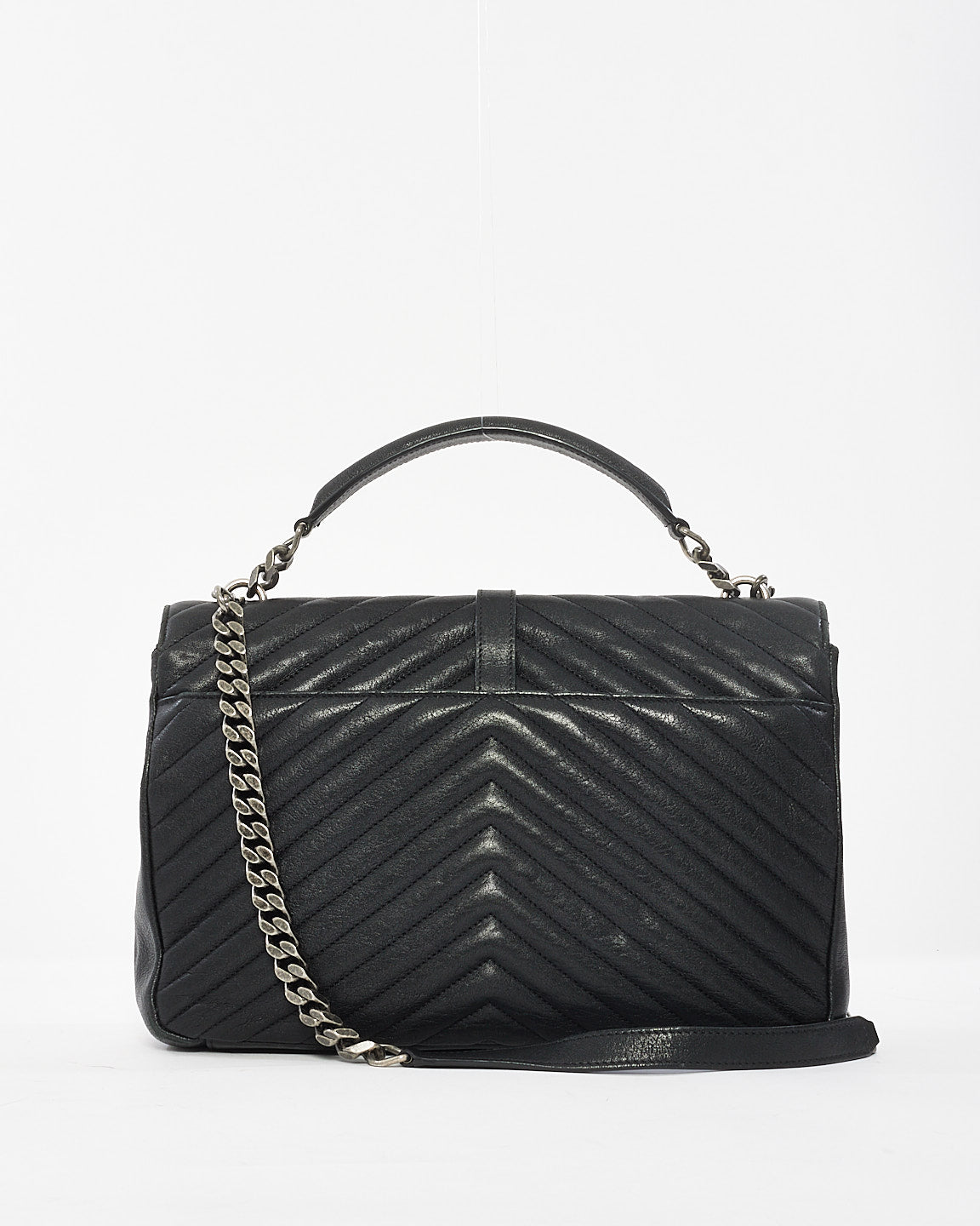 Saint Laurent Black Quilted Leather Large College Bag