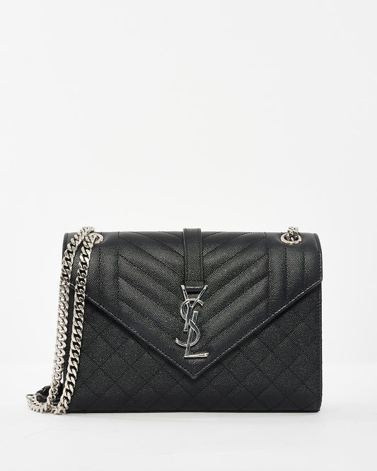 Saint Laurent Black Quilted Leather Medium Envelope Chain Bag