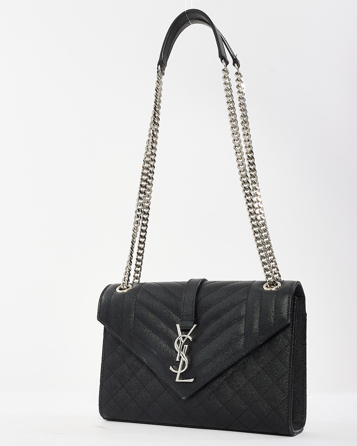 Saint Laurent Black Quilted Leather Medium Envelope Chain Bag