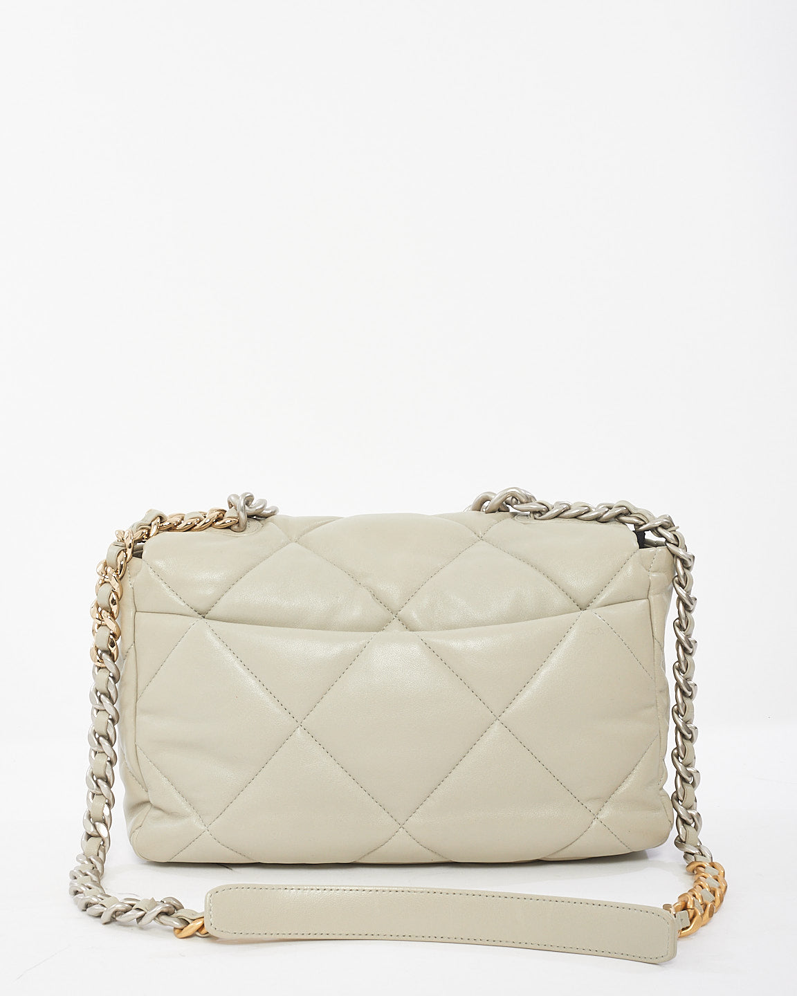 Chanel Grey Lambskin Leather Large 19 Bag