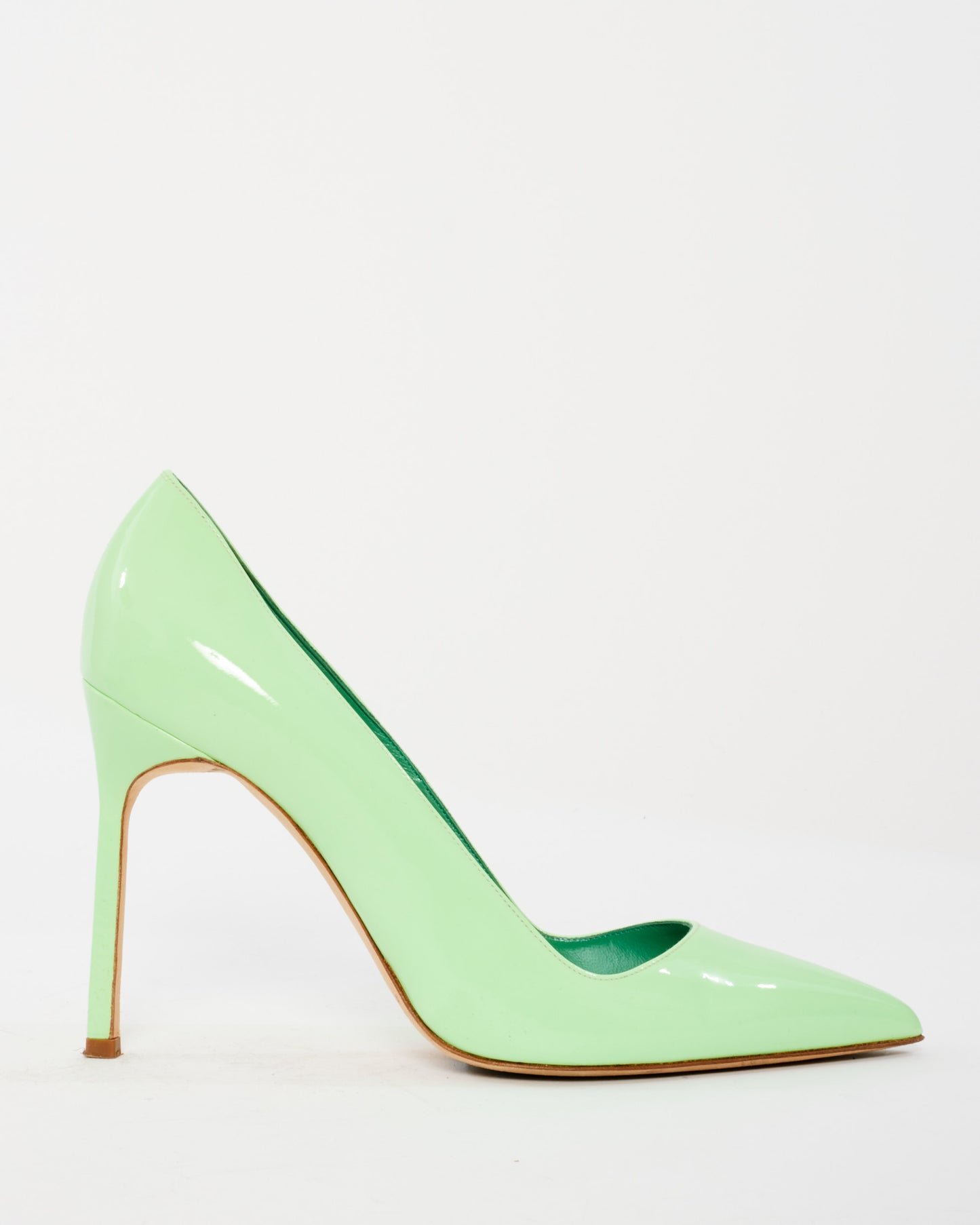 Manolo Blahnik Neon Green Patent BB 115 Pumps - 38.5