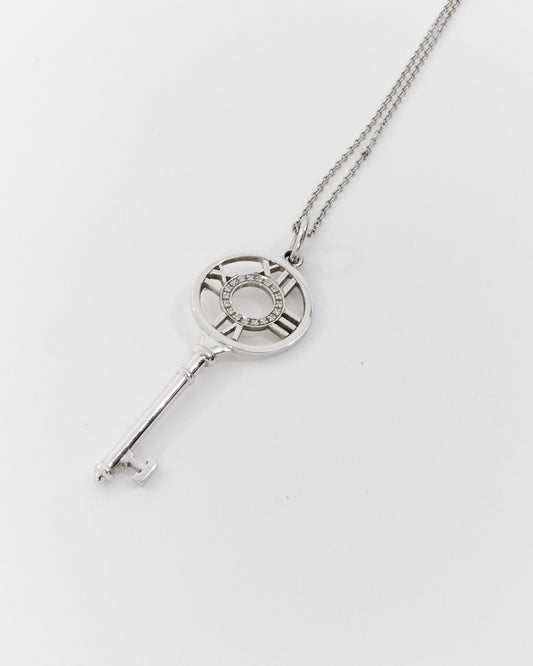 Collier pendentif clé en or blanc 18 carats Tiffany &amp; Co. Diamond Atlas