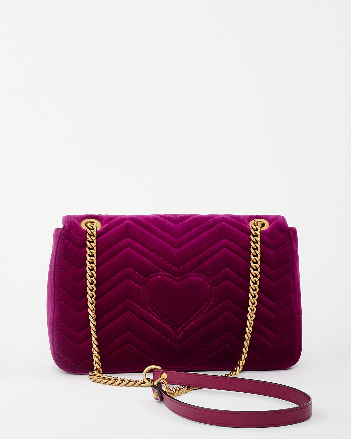 Gucci Fuchsia Matelassé Velvet Medium GG Marmont Shoulder Bag