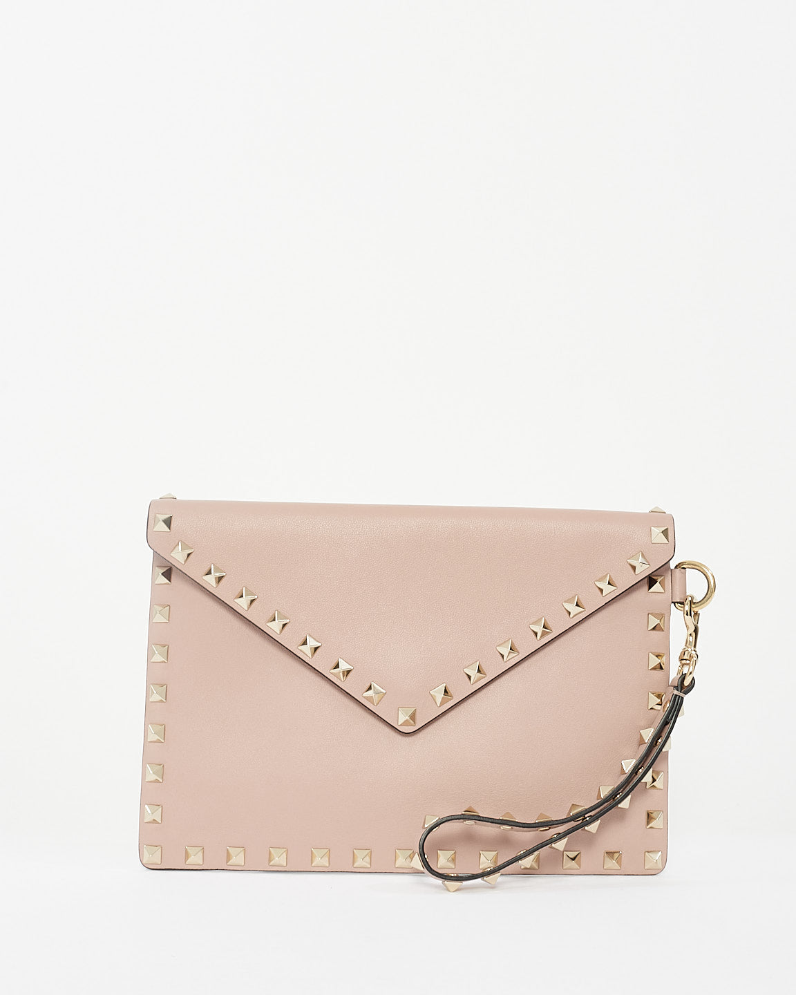 Valentino Blush Pink Leather Rockstud Calfskin Pouch