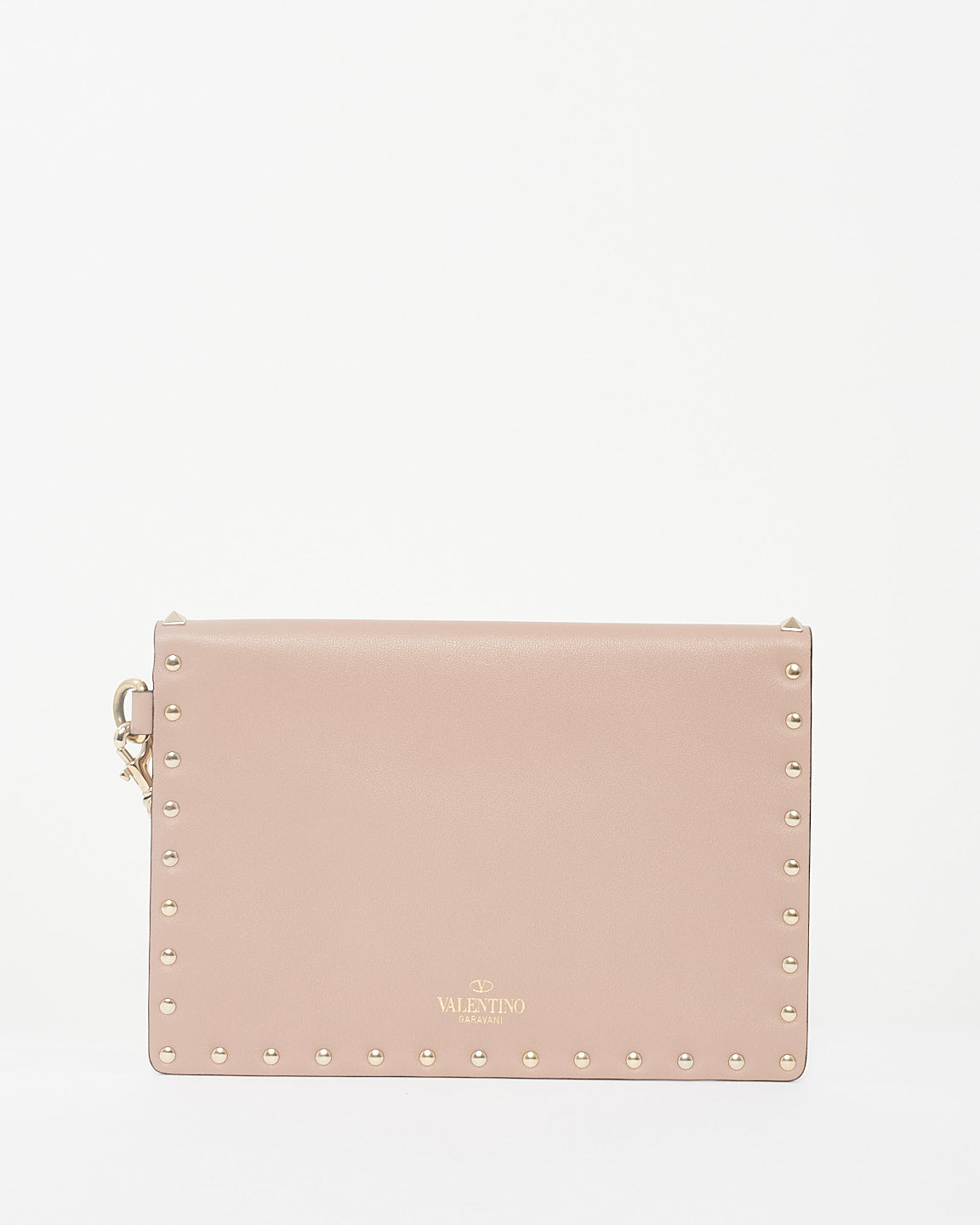 Valentino Blush Pink Leather Rockstud Calfskin Pouch