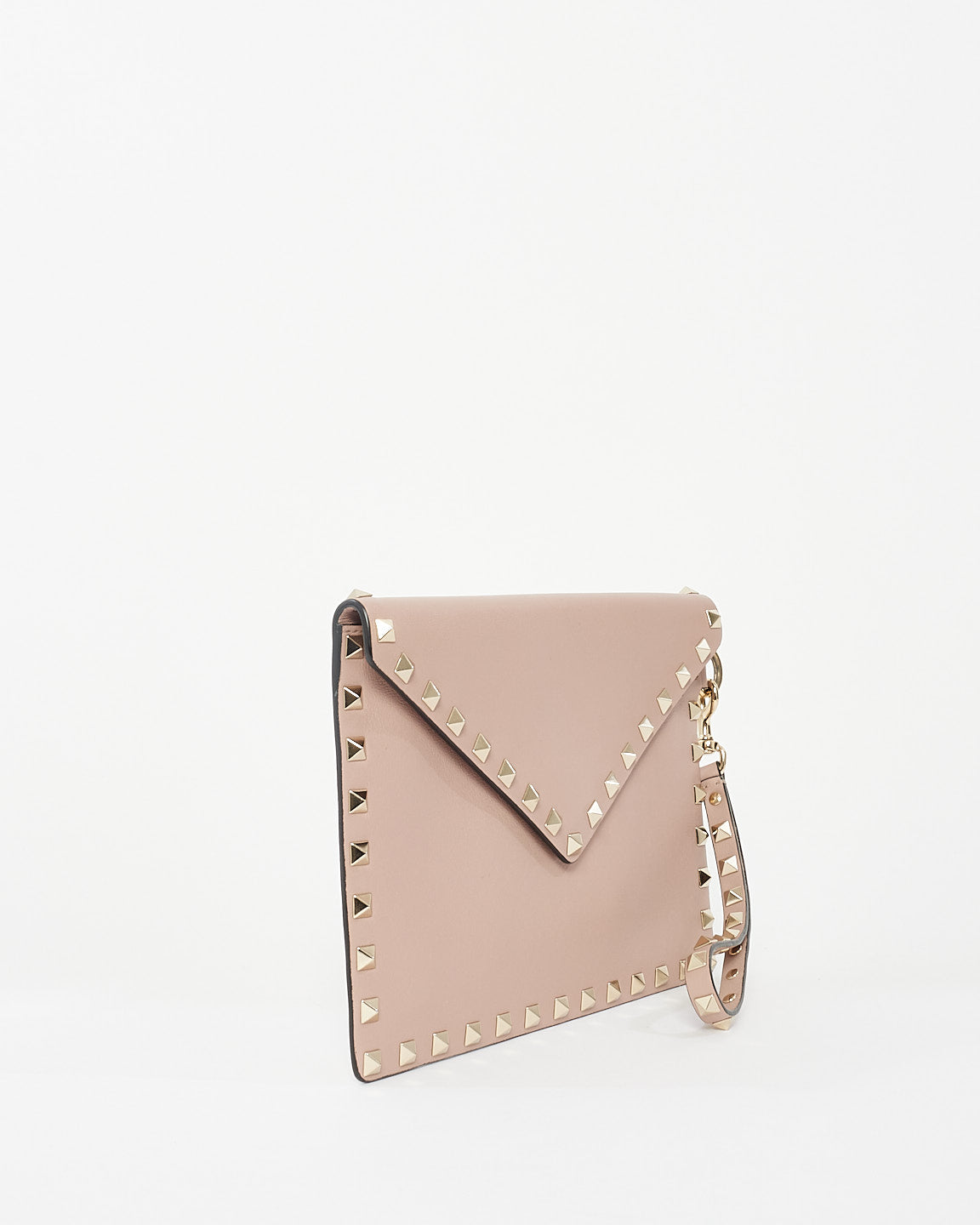 Valentino Blush Pink Leather Rockstud Calfskin Pouch