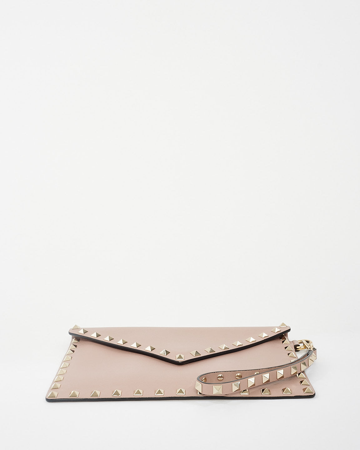 Valentino Blush Pink Leather Rockstud Calfskin Pouch