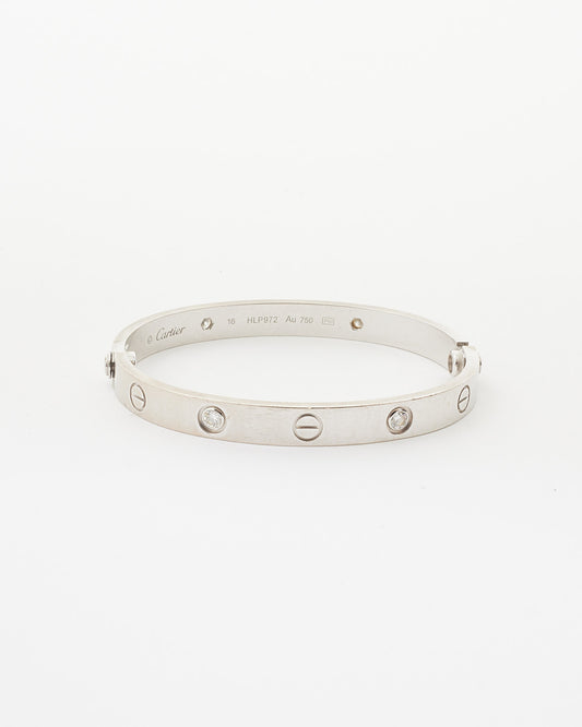 Cartier 4 Diamond White Gold Love Bracelet - 16