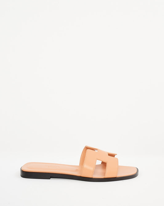 Hermès Peach Sellier Leather Oran Sandals - 35.5