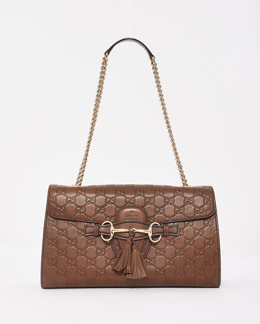 Sac à bandoulière Emily en cuir monogramme marron Gucci