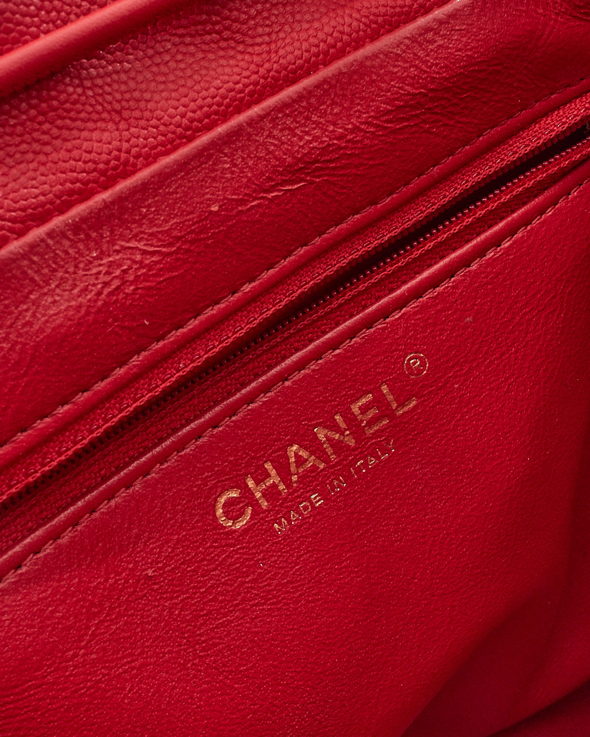 Chanel Red Caviar Leather Filigree Backpack