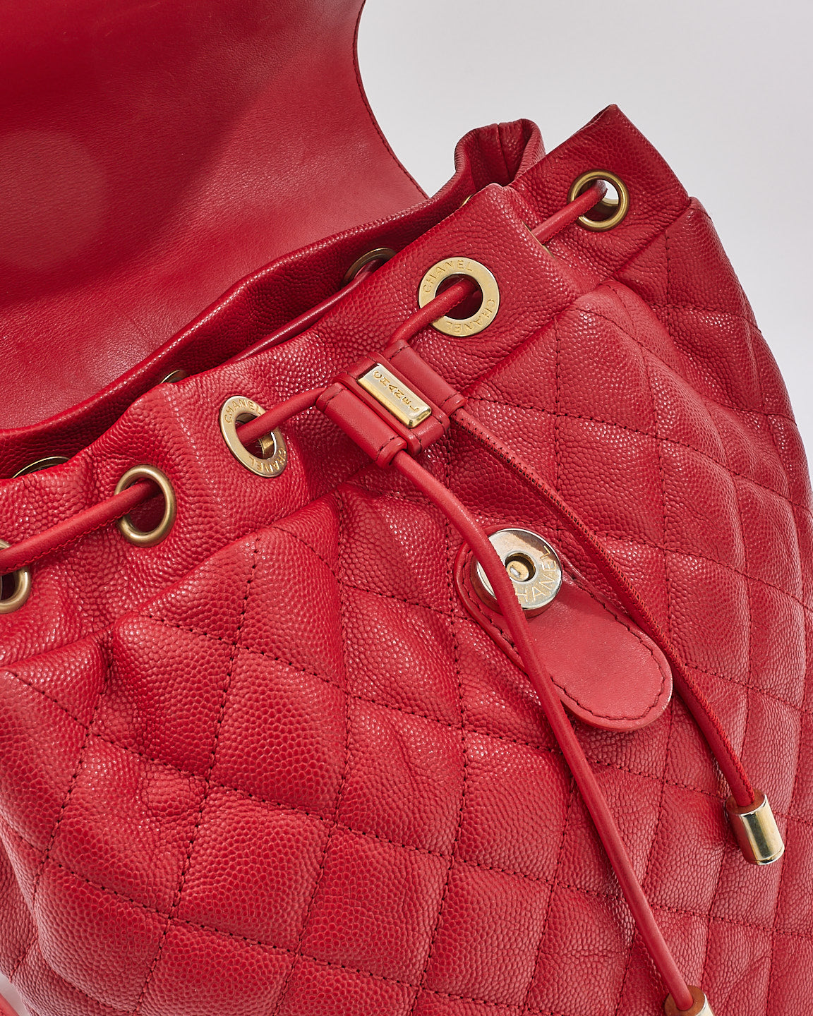 Chanel Red Caviar Leather Filigree Backpack