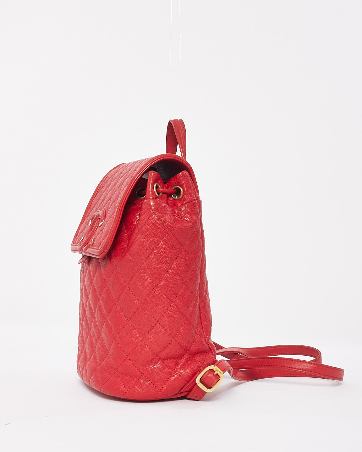 Chanel Red Caviar Leather Filigree Backpack