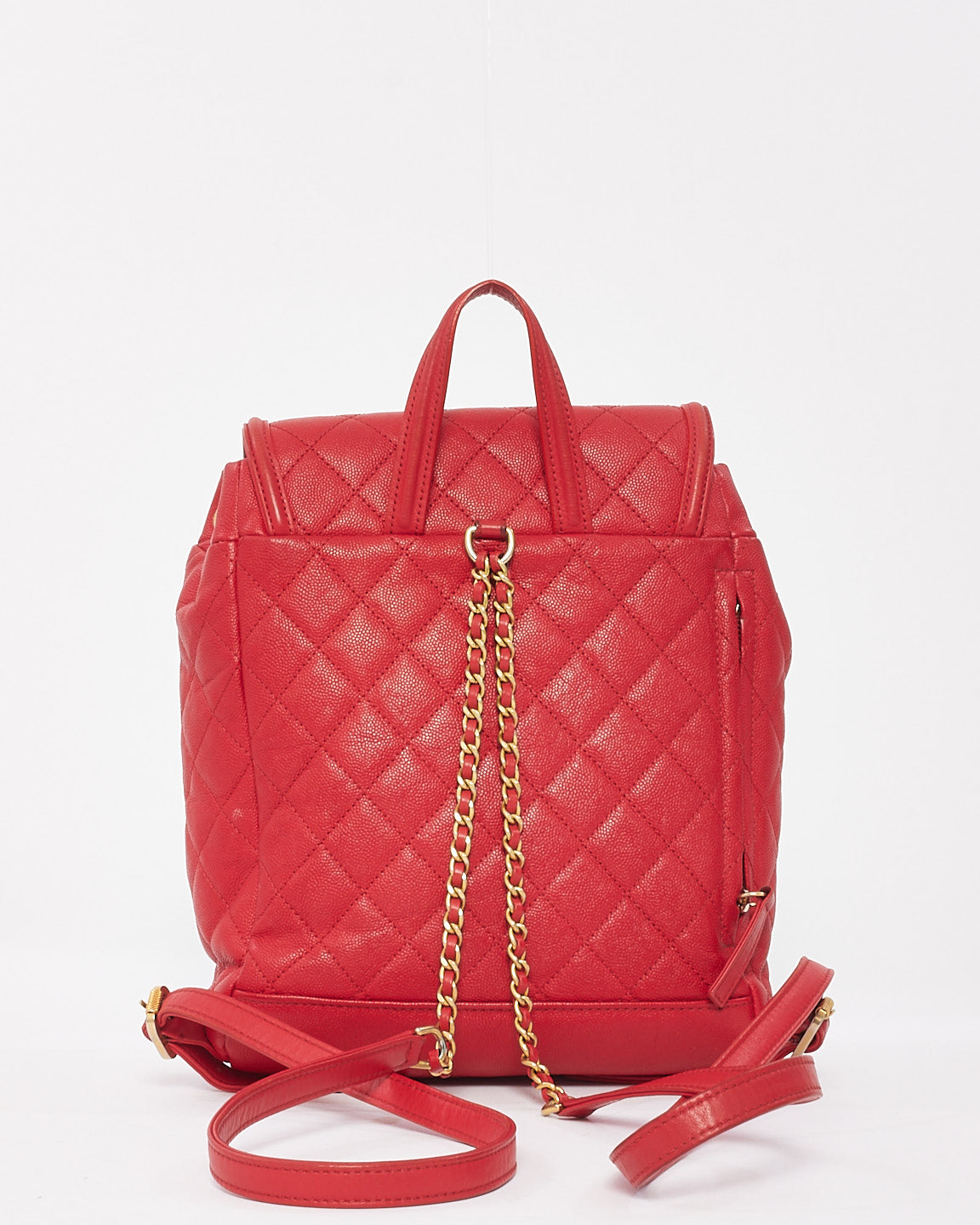 Chanel Red Caviar Leather Filigree Backpack