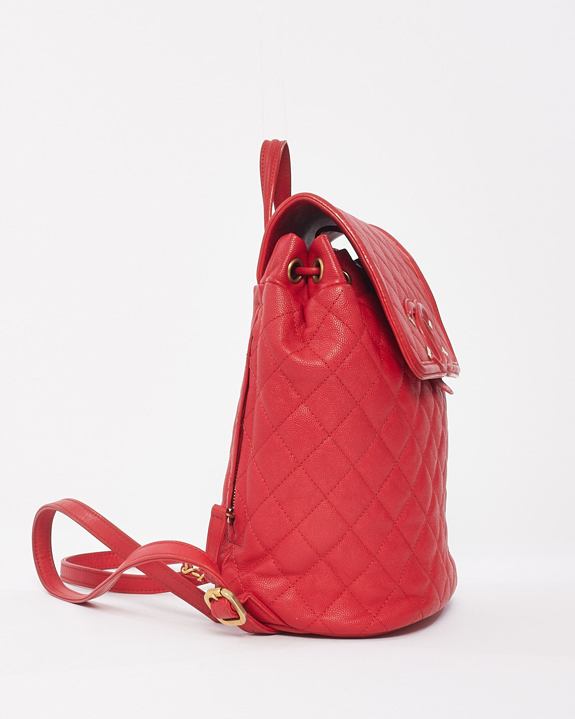 Chanel Red Caviar Leather Filigree Backpack