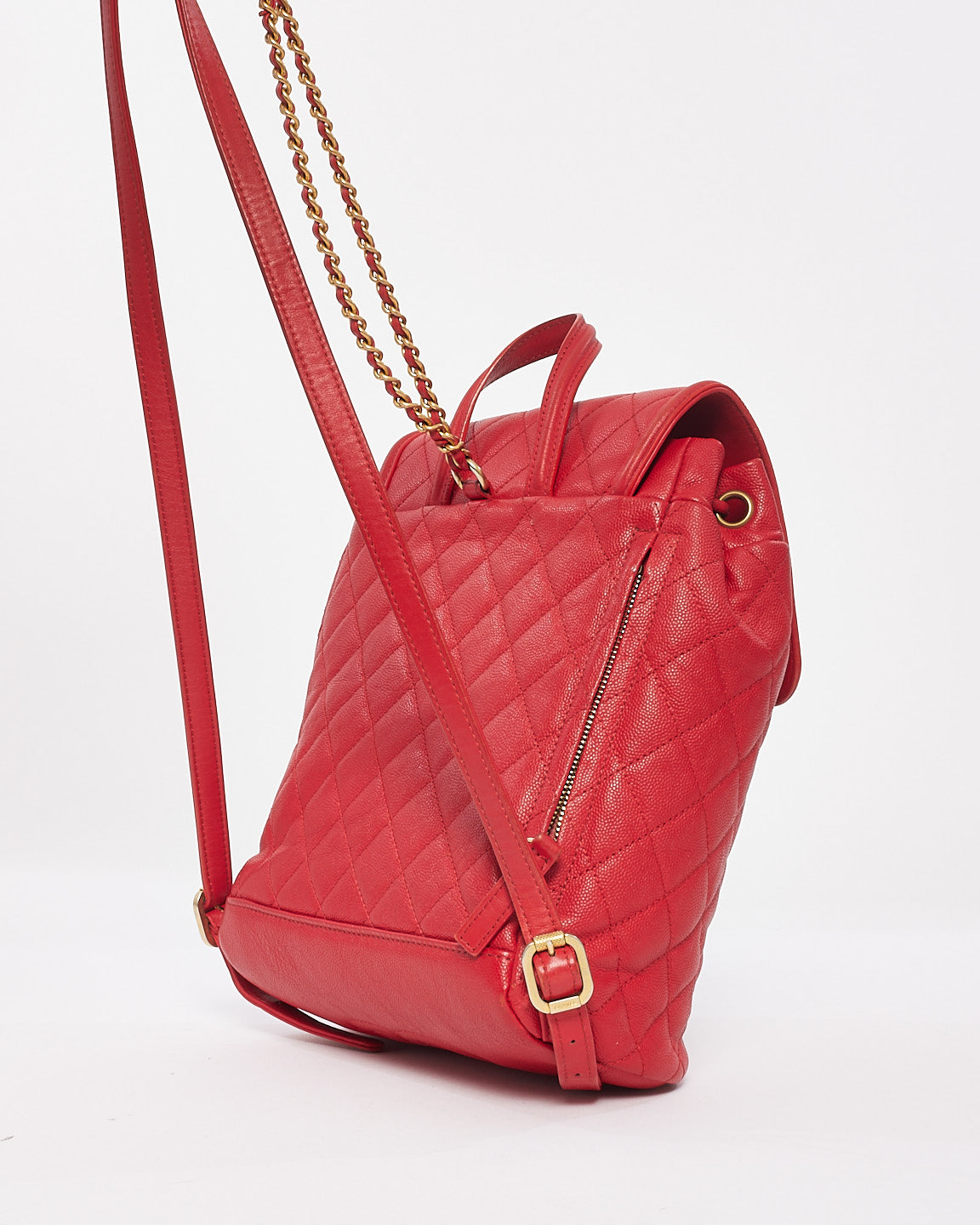 Chanel Red Caviar Leather Filigree Backpack