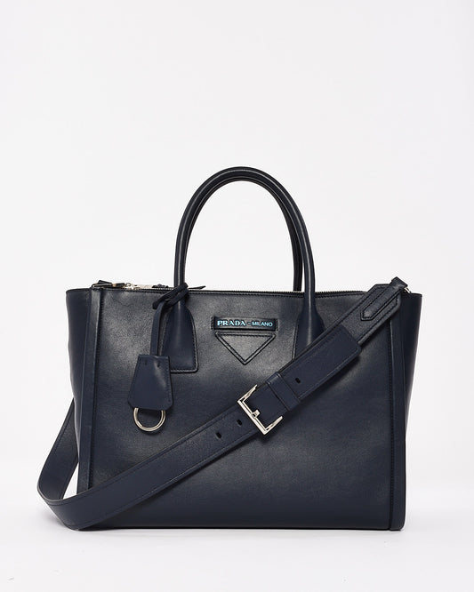 Prada Navy Blue Leather Medium Grace Concept Tote