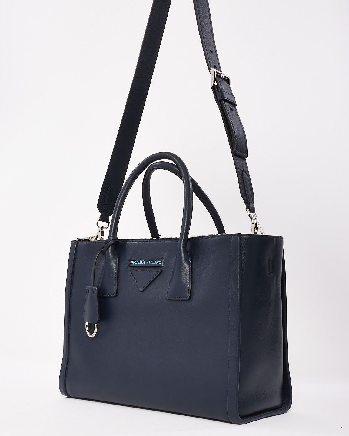 Prada Navy Blue Leather Medium Grace Concept Tote