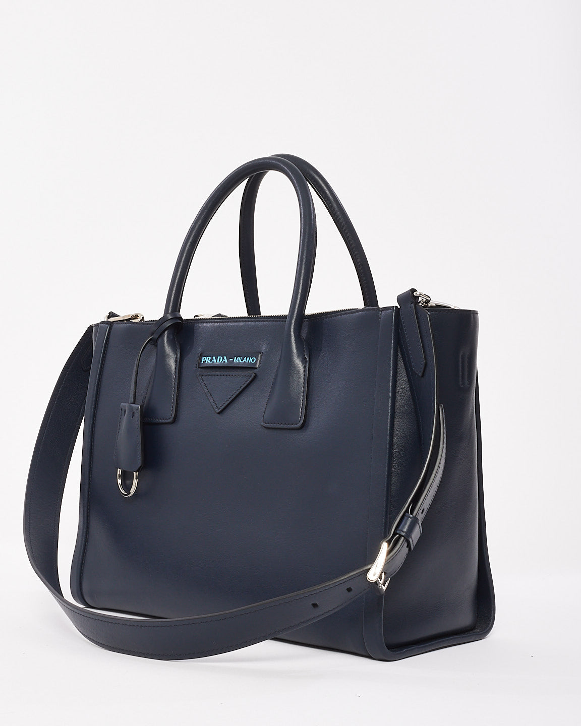 Prada Navy Blue Leather Medium Grace Concept Tote