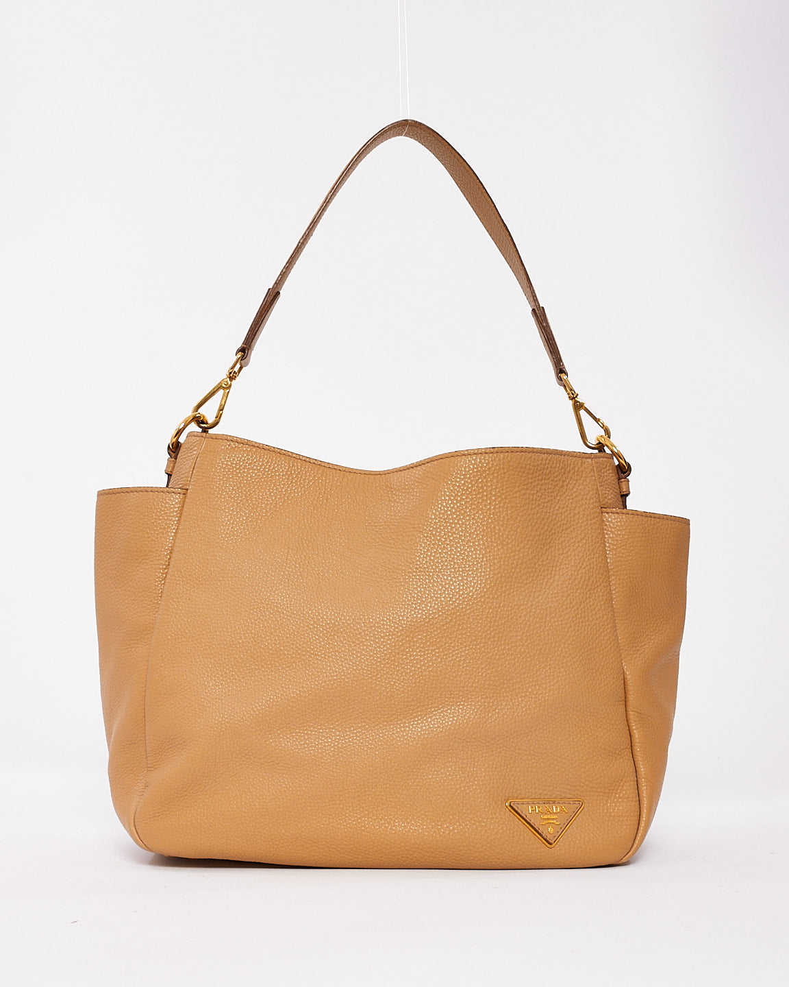 Prada Camel Daino Leather Hobo Shoulder Bag