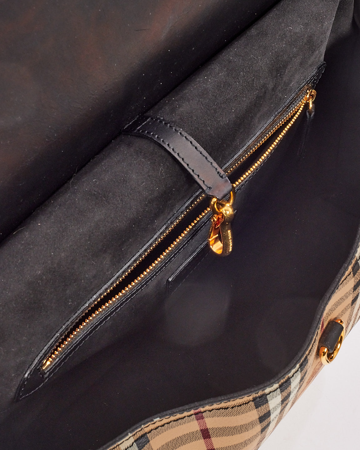 Burberry Black Leather 
Haymarket Check Large Flap Bridle Messenger Bag