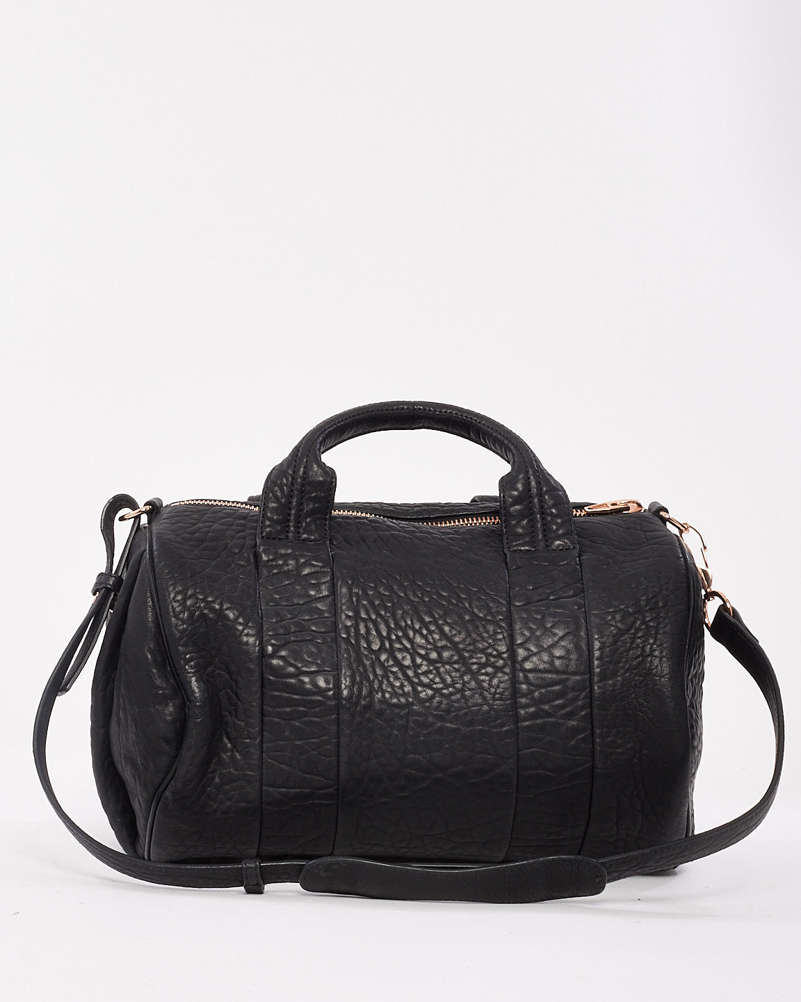 Alexander Wang Black Pebble Lambskin 
Rose Gold Studded Rocco Bag