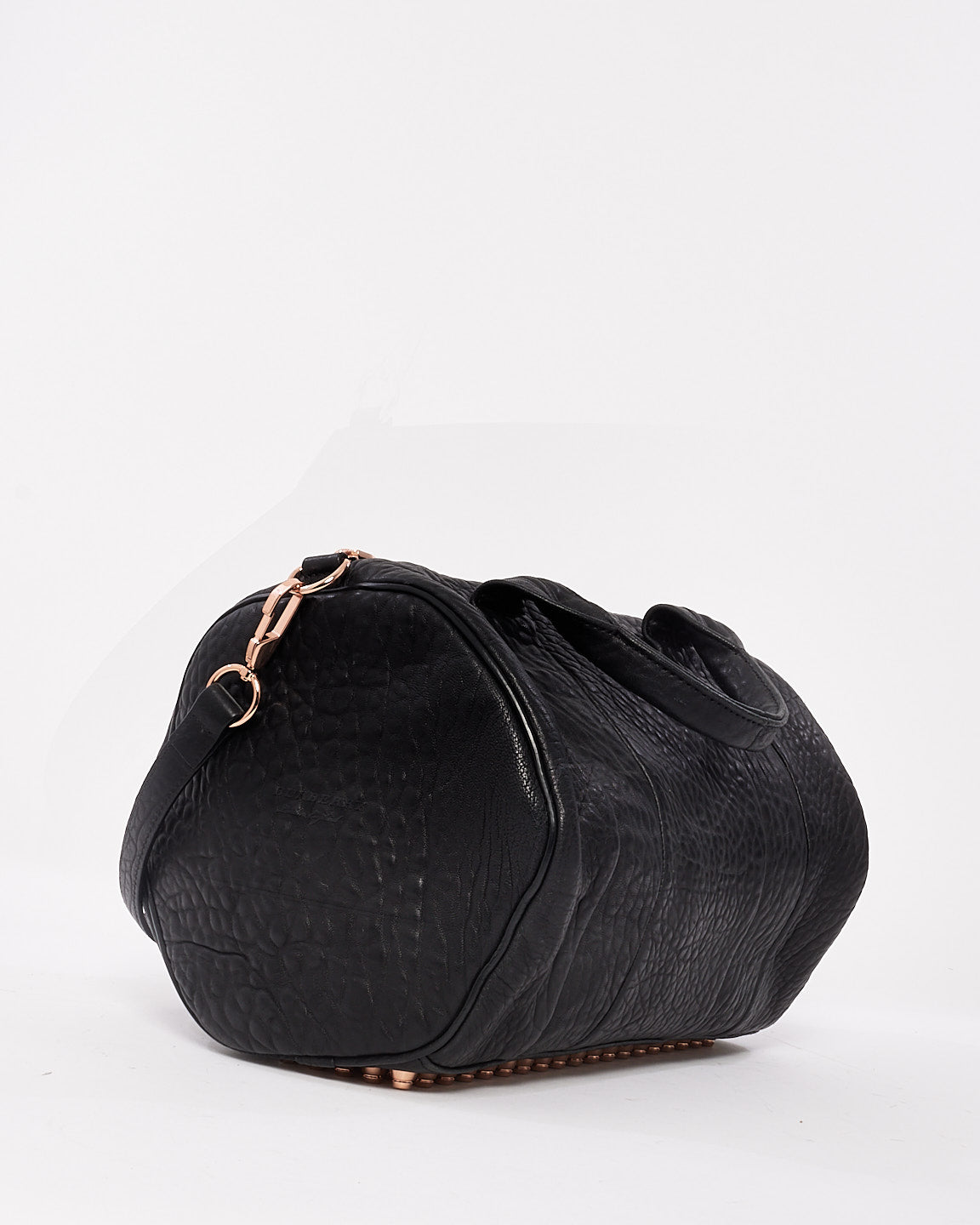 Alexander Wang Black Pebble Lambskin 
Rose Gold Studded Rocco Bag